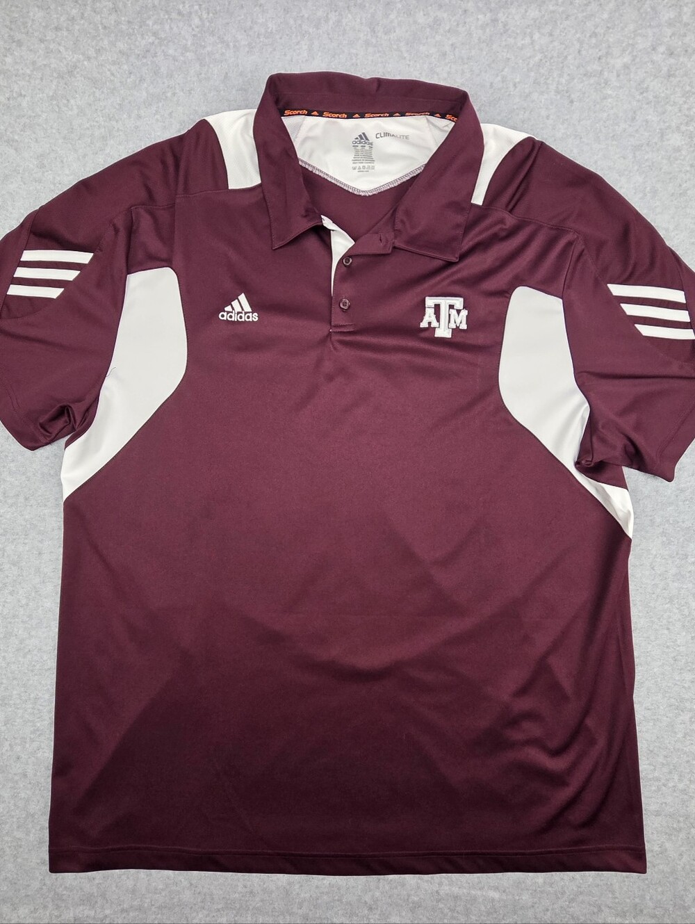 Texas A&M Mens Size 2XL Adidas Climalite Maroon Polo Short Sleeve Shirt